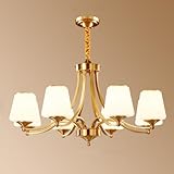 Lampadario retrò francese di lusso interamente in rame per soggiorno, vetro bianco latte vintage, lampadario a candela, per ristorante, studio, camera da letto, 5 teste