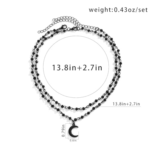 Gothic Moon and Star Choker Necklace, Y2k Black Bead Necklace, Goth Punk Y2k Accessories for Women2