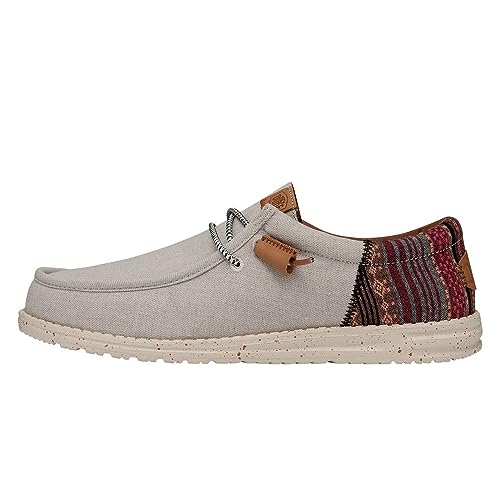 Image of HEYDUDE Men's Wally Funk Baja Slip On Loafer, Cream Size 6 | Printed Cotton Shoe with Round Toe & Leather Insole