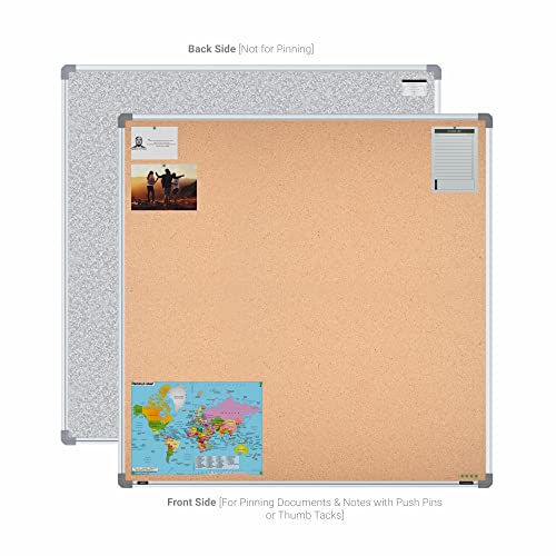 Image of Scholar Art Metis 4x4 Feet Cork Board for Home, Office & School | High Strength Natural Cork + High Density Soft Board for Pinning Photos, Sticky Notes & Reminders