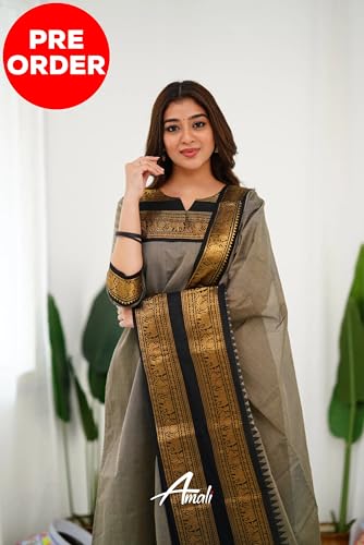 Image of TWINLIGHT Women's Kanchi Cotton Elephant Jaquard Work Kurta and Dupatta Set | V Neck 3 /4 Sleeves Straight Calf Length Kurti with Jaquard Border Work Dupatta | Kurti Set for Women