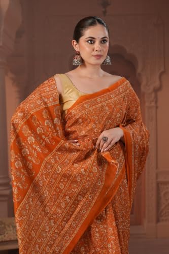 Image of TAMAIRA FASHION Mulmul Pure Cotton Saree For Woman Kalamkari Printed|Office Wear Daily Wear Sarees For Women Without Blouse Piece (Available in 9 Colours)