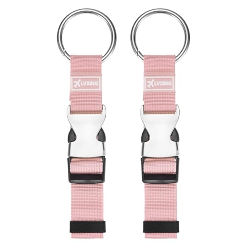 Image of M METERXITY 2-Pack Add A Bag Luggage Strap, Adjustable Suitcase Belt for Connecting Luggage /Backpack /Jacket, Carry Strap with Ring Buckle [Pink]