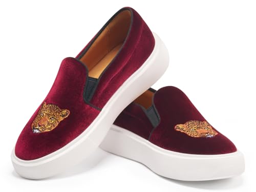 Image of Journey West Women's Fashion Velvet Sneakers with Embroidery Comfortable Slip-On Work Shoes for Women