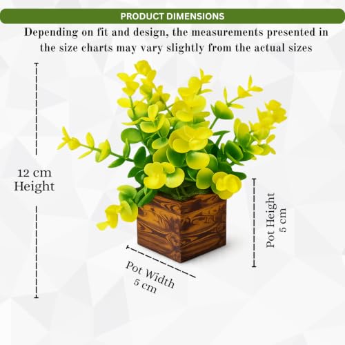 Image of DecoreBugs Artificial Eucalyptus Plant with Plastic Pot (Pack of 2) | 12 cm Height | Mini Potted Plants for Shelf Decor, Home, Office, Living Room, Desk & Table Item Decoration