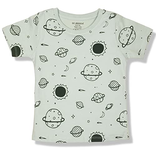 Image of Be Awara Kids Printed Half Sleeves T-shirt & Shorts Clothing Sets, 100% Cotton Soft Unisex Cord Set, Comfortable Wear for Kids With Cool Prints, Everyday Casual Wear for Boys & Girls