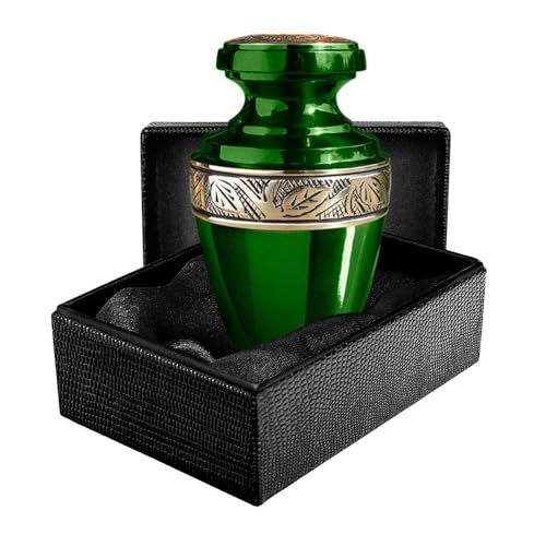 Image of Trupoint Memorials Cremation Urns for Human Ashes, Funeral Memorial Urn for Male and Female, Decorative Burial Grecian Urn Collection for Adult Men & Women - Grecian Green and Gold, 1 Keepsake