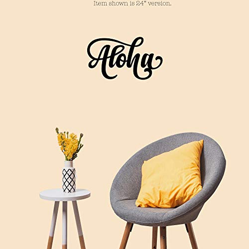 Poem Studio Aloha Metal Home Sign Wall Art Decor Decorative Accent Metal Art Wall Sign Indoor Outdoor Pineapple Hawaii Hawaiian Made In Usa – 3 Sizes / 13 Colors - This Is 24 Inch - Black #TOP1