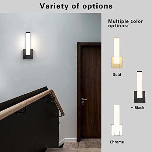 7Degobii Black Wall Sconce For House Decor Led Wall Lights For Bedroom Bedside Wall Lamp Modern Indoor Led Hallway Sconces Wall Lighting 12" Inch Height 12W 4000K #TOP2