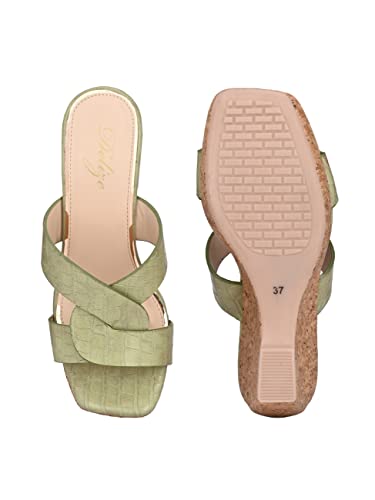 Image of Delize Light - vegan leather cross strap wedge heel sandals 2500