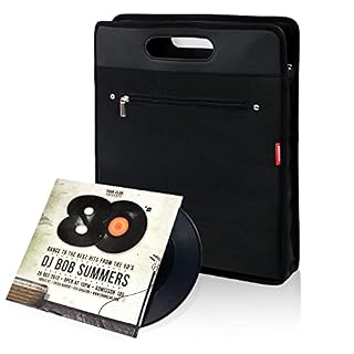 AKOZLIN Vinyl Record Travel Carrying Bag,LP Records Durable Vinyl Albums Case For Most 7″ 10″ 12″ LP - Les Beatles, Paul McCartney, John Lennon, RIngo Starr, George Harrison