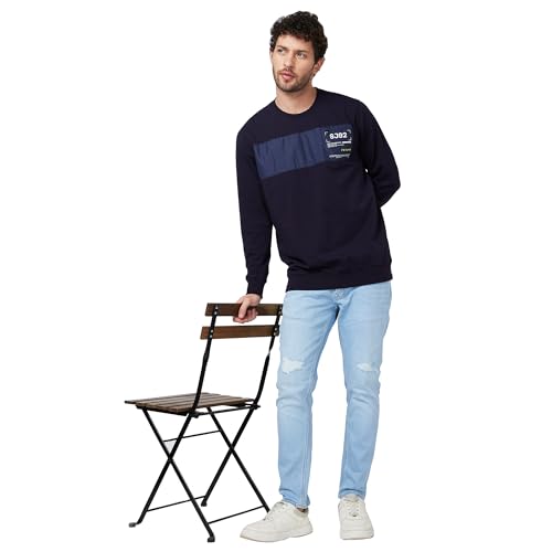 Image of Spykar Blended Hooded Full Sleeve Sweatshirt for Men