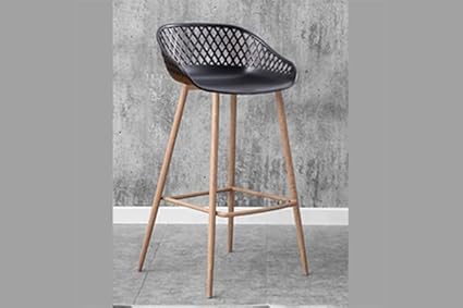 Qwqbuy Cozy Bar Stool with Wooden Legs High Counter Bar Stool Suitable for Kitchen Reception Food Court Study Dining Cafeteria Pub (Black)