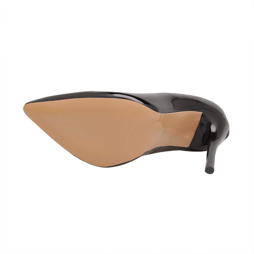 Zapatos de tacón alto para mujer, de charol con punta puntiaguda, con tacón alto de 11 cm, zapatos de fiesta fáciles de caminar para mujer, talla grande, za637s