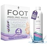 Lee Beauty Professional Callus Remover for Feet (8 Oz) and Exfoliating Foot Peeling Mask (4 Pack) - Home Pedicure, Foot Spa Results. For Cracked & Dead Dry Skin