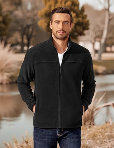 Image of COOFANDY Mens Polar Fleece Jacket Lightweight Full Zip Jackets Outdoor Coat
