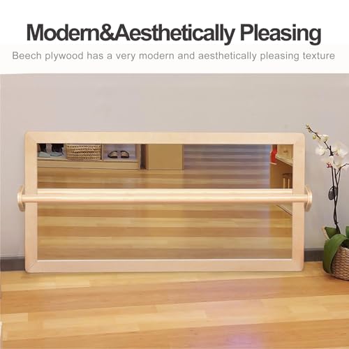 KRAND 3-Position Montessori Wood Frame Non-Shatter Safety Pull Up Bar Baby Big Mirror Set, Infant Coordination Mirror, Kids Classroom Furniture for Daycare, Homeschool or Preschool