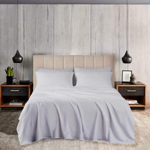 EGYLIN King Sheet Set 800 Thread Count Ultra-Soft 100% Cotton King Bed Sheets 12" Deep Pocket 4 Piece Set, Super Soft Fitted Sheet, Flat Sheet, and 2 Pillowcases - Bedding Sheets (Light Grey)