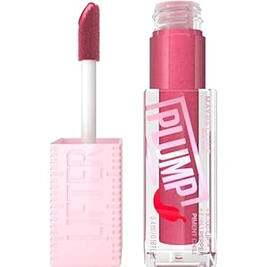 Maybelline New York, Lifter Plump Lip Gloss, Lasting Plump, Heated Formula with Hyaluronic Acid and Chilli Pepper, XL Wand, Vegan Formula, Shade: 002 Mauve Bite