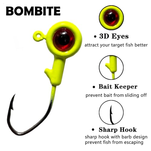 Bombite Crappie Jig Heads, 40Pack Crappie Jigs Fishing Jig Heads Hook Lure Fishing Jigs Heads For Crappie Bass Fishing 1/16Oz thumb #1