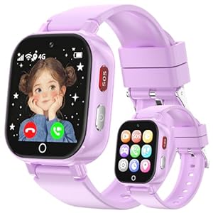 4G Smartwatch Kinder GPS, Kinderuhr mit 4G Videoanruf Voice Chat Schulmodus WiFi SOS Spiele Wecker Stoppuhr Schrittzähler Taschenrechner, Telefon Uhr für Mädchen Jungen 4-12 Jahren Geschenk, Lila