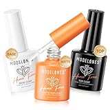Modelones Hema-Free Gel Top and Base Coat Set, 3 Pcs Clear Glossy Velvet Matte Gel Base Top Coat No Wipe Matte Top Coat for Spring Gel Polish Soak Off Nail Lamp Easter Nail Art Home Salon Manicure
