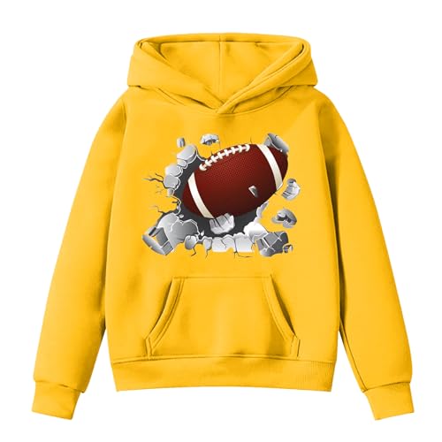 Genérico 2026 Sudadera con Capucha para niños pequeños Super Bowls para fanáticos del fútbol Sudadera para Adolescentes Jugador Deportivo Retro para niños y niñas de Rugby (Yellow 12-13 Years)