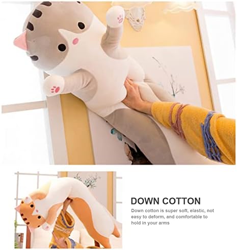 iSunday Cute Plush Cat Doll Soft Stuffed Kitten Pillow Doll Toy Gift for Kids Girlfriend (Brown,90Cm)