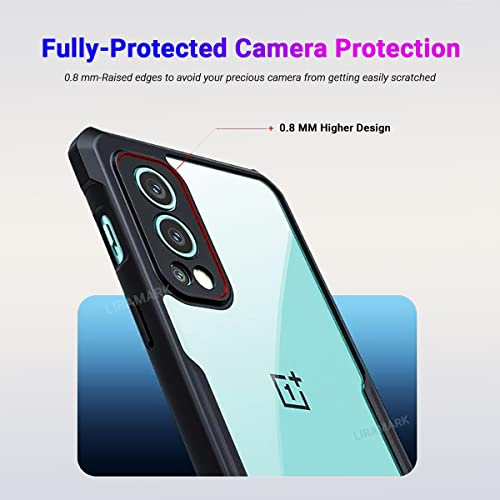 Image of LIRAMARK Transparent Clear Shock Proof Back Cover Case Designed for OnePlus Nord 2 5G (Black)