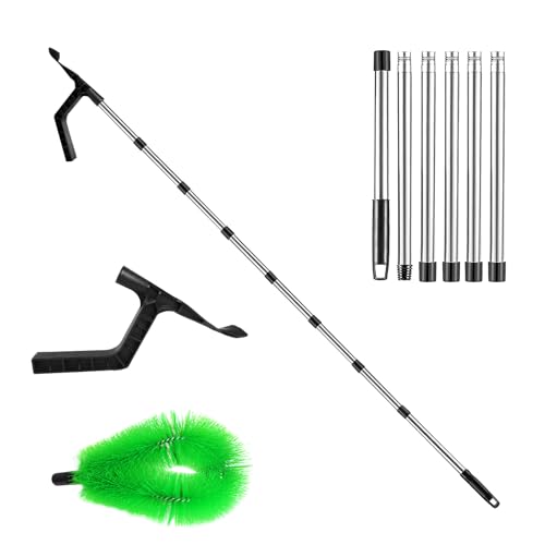 Storystore Gutter Cleaning Tool, 240cm Extendable Roof Gutter Cleaner Equipment, Gutter Cleaning Brush & Leaf Shovel & 6Pcs Telescopic Poles for Cleaning Leaves Window Gutter Hanging Light Spider