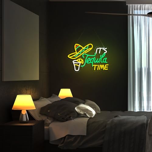 Image of Tequila Neon Sign Mexican Tequila LED Neon Light USB Powered Dimmable Man Cave Cafe Bistro Club Party Beer Bar Restaurant Decor(16.3x11.2 Inch)