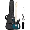 39 Inch Beginner Electric Guitar Kit, Full Size Electric Guitar,Complete Electric GuitarS Set with Bag, Strap, Power Wire, Wrench Tool and Plectrum,Blue