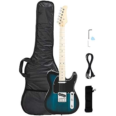 39 Inch Beginner Electric Guitar Kit, Full Size Electric Guitar,Complete Electric GuitarS Set with Bag, Strap, Power Wire, Wrench Tool and Plectrum,Blue