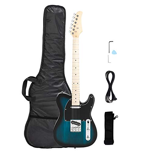 39-Inch Electric Guitar with Gig Bag, Strap, Connecting Wire,Spanner Tool,Plectrum (Blue)