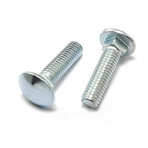 Image of 10pcs 3 /8-16 x 1-1 /2 inch Carriage Bolt with 3 /8-16 Hex Nuts and Flat Washers SAE, Round Head Square Neck Bolts