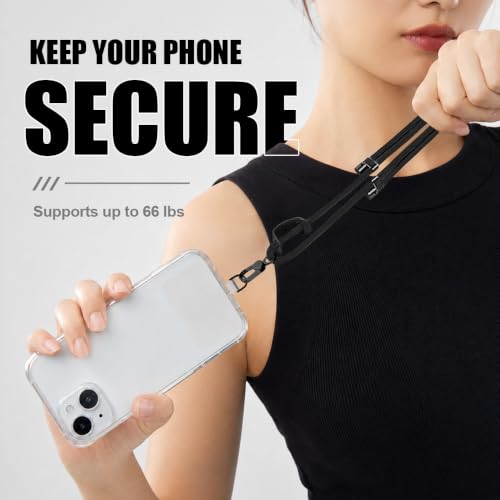 Image of Phone Lanyard Crossbody, Anti Theft Phone Strap with 2 Tether Tabs | With Leather Loop, Premium Metal Buckles, Adjustable Cell Phone Lanyard for Travel, Fits Most Smartphones, Apricot