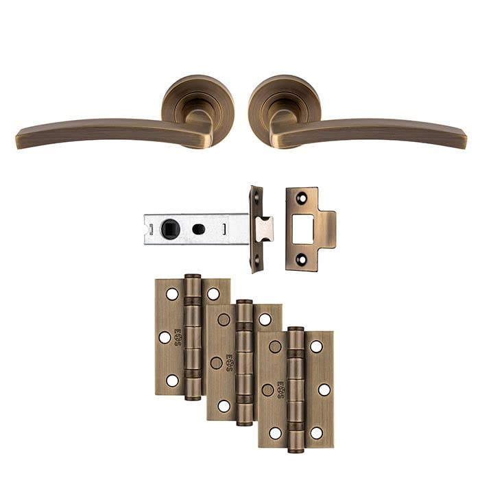 Carlisle Brass TAVIRA Latch Pack - Ultimate Door Pack with Matt Black & Antique Brass Finish, Metal, Brass, 100%, Size 12.4 cm x 6.9 cm