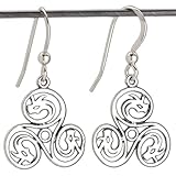 Sterling Silver Celtic Dragon Triskelion Earrings - Lightweight, Double Sided - Handmade, Solid .925