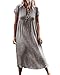 Produktbild Style Dome Maxikleid Damen Casual Kurzarm Einfarbig V Ausschnitt Sommer Strandkleid Grau-A14812 L