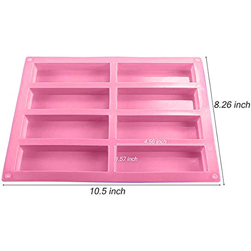 2 Pcs Granola Bar Pan Silicone Mold 8 Cavity Large Rectangle Nutrition/Cereal Bar Molds Energy Bar for Caramel Bread Loaf Muffin Brownie Cornbread Cheesecake Pudding Soap Butter Mould - Thumbnail 3