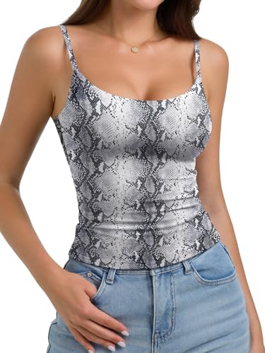 Image of PINKMSTYLE Women's Basic Double Lined Scoop Neck Tank Tops Adjustable Cami Tank Summer Sleeveless Tops
