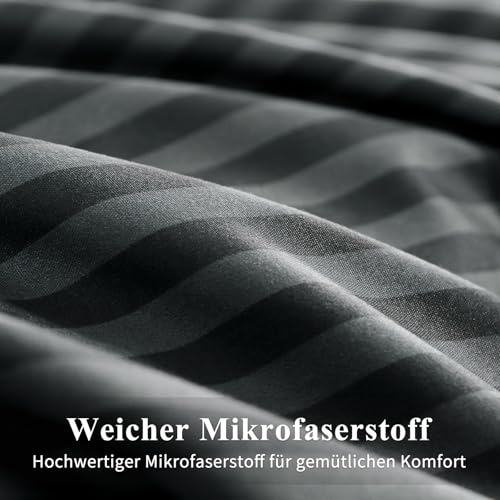Tifschlaf Bettwäsche 155x220 2 Teilig, Streifen Bettbezug 155x220cm mit 1 Kissenbezug 80x80 cm… – Ansicht 6