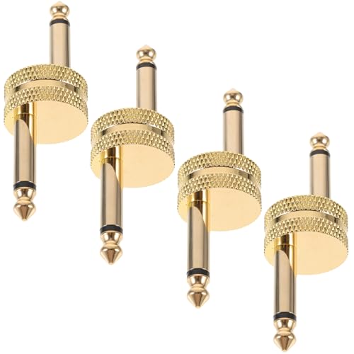 Conector de pedal de guitarra Amosfun de metal dorado duradero de 6,35mm para dispositivos de audio