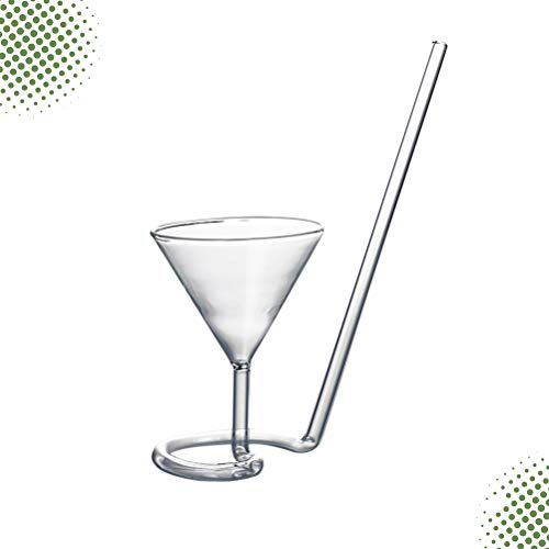 Cabilock Delicate Creative Spiral Cocktail Glass Long Tail Wine Glasses Straw Wine Goblet Toasting Glasses Wine Cup (Transparent) #TOP3