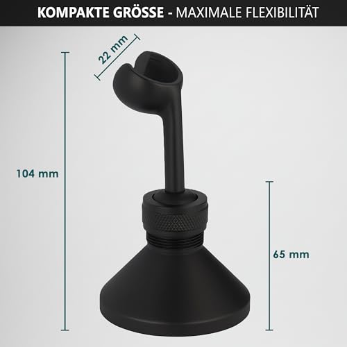 NatureSculpt Duschkopfhalter Magnetisch, 360° schwenkbar, Robustes und langlebiges Material, Perfekt für Van/Wohnmobile/Kastenwagen, Wasser und rostbeständig, Sicher und Rutschfest (Schwarz Matt)