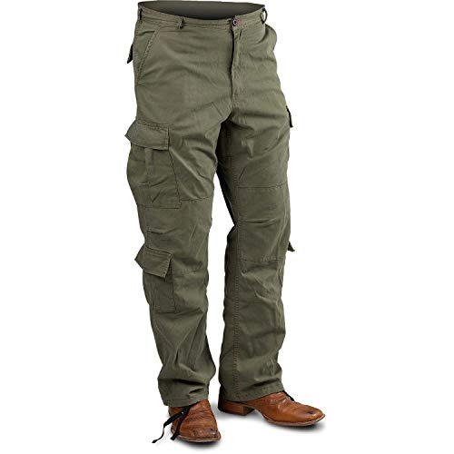 Paratrooper Cargo Pants, Washed for a Retro Look and Feel (Large, OLIVE DRAB)