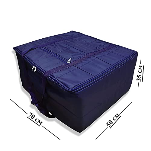 Image of Peafowl Double Bed Blanket Bag Cover /Saree Bag With Water Proof Dust Proof /King Size Blanket Cover Jumbo Bag (Blue)