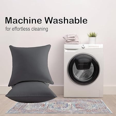 Image of Premium Polyester Fiber Cushion Fillers - Pack of 2 Pcs | 20 x 20 Inches | Dark Grey| Cushions, Sofa Pillow, Cushion for Sofa, Cushion for Bed, Decorative Pillow, Pillow for Support