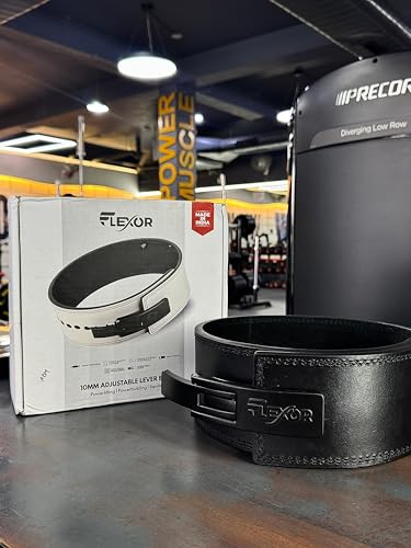 Image of Flexor 10MM All Black Premium Weightlifting / Power Lifting Lever Belt or Men and Women - Fit for one person; Crafted with Leather with Allen key adjustable heavy duty Buckle /Lever for Lower Back Support | Squats | Bench Press | Deadlift Belt (Large)