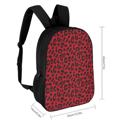 Red Leopard Skin Pattern Backpack Simple Leisure Travel Backpack Outgoing Daypack 17 Inch2